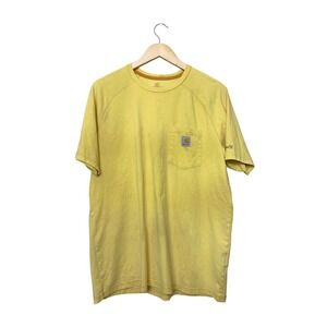 Carhartt Force Mens Yellow Relaxed Fit Pocket T-Shirt Size Large